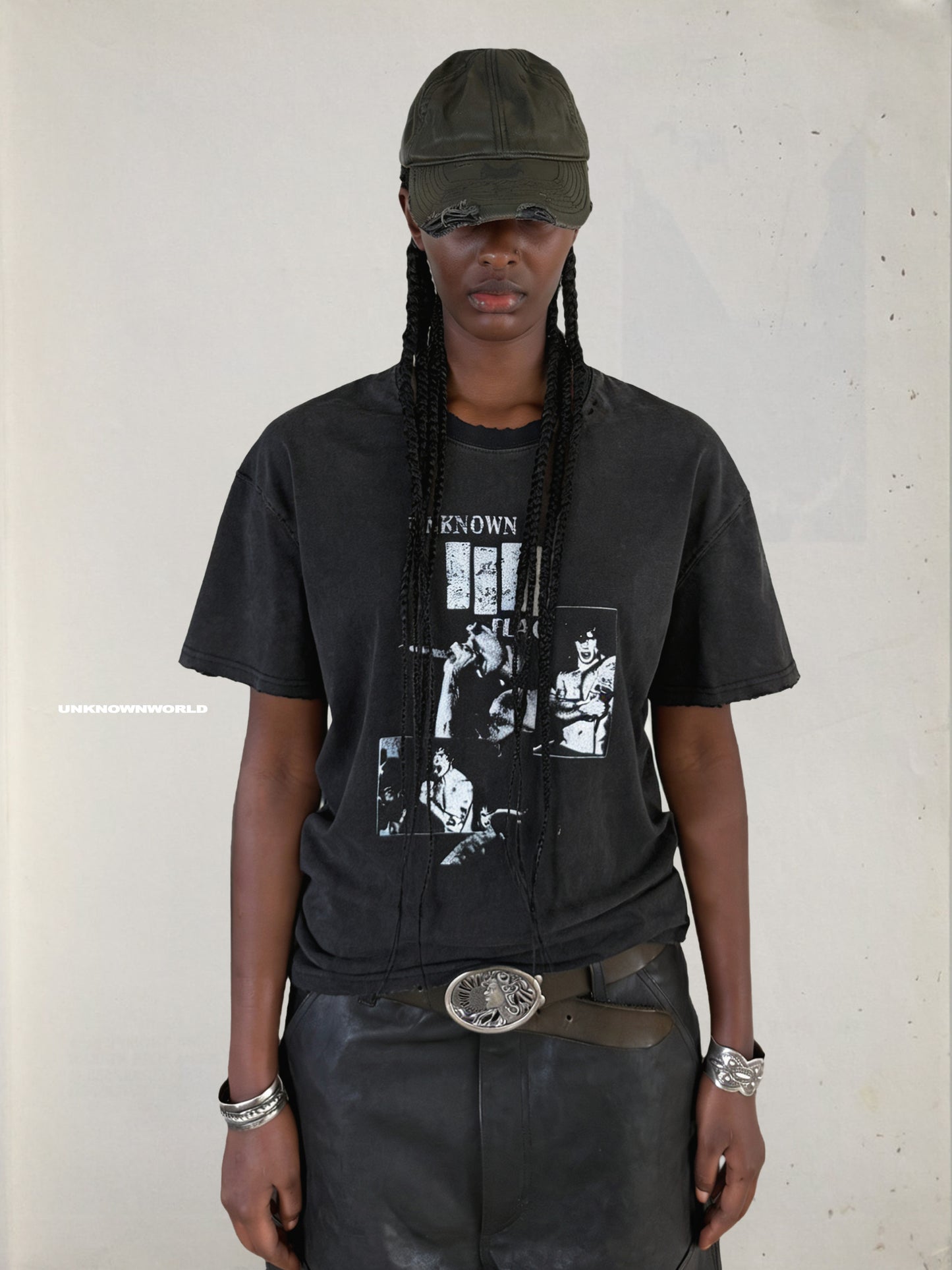 Vintage-Washed Wide-Silhouette Printed T-Shirt