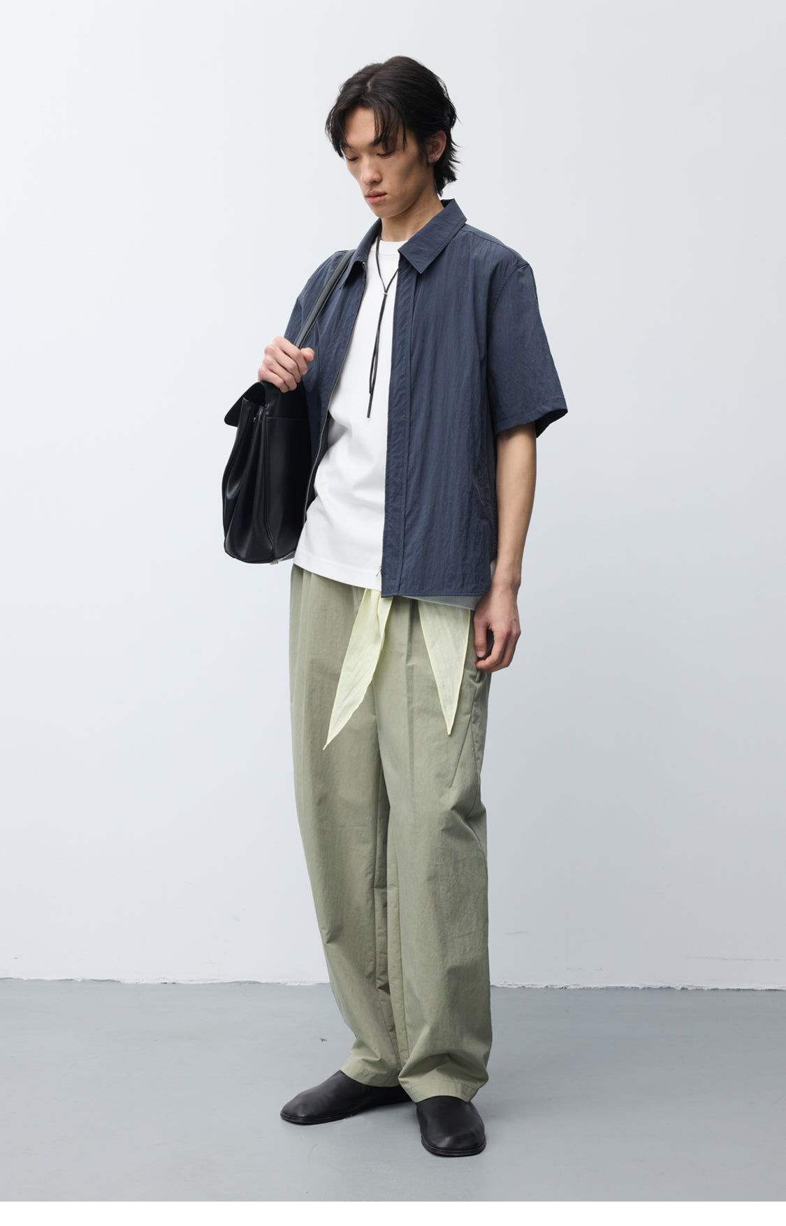 Nylon Curved Stitch Zipper Shirt