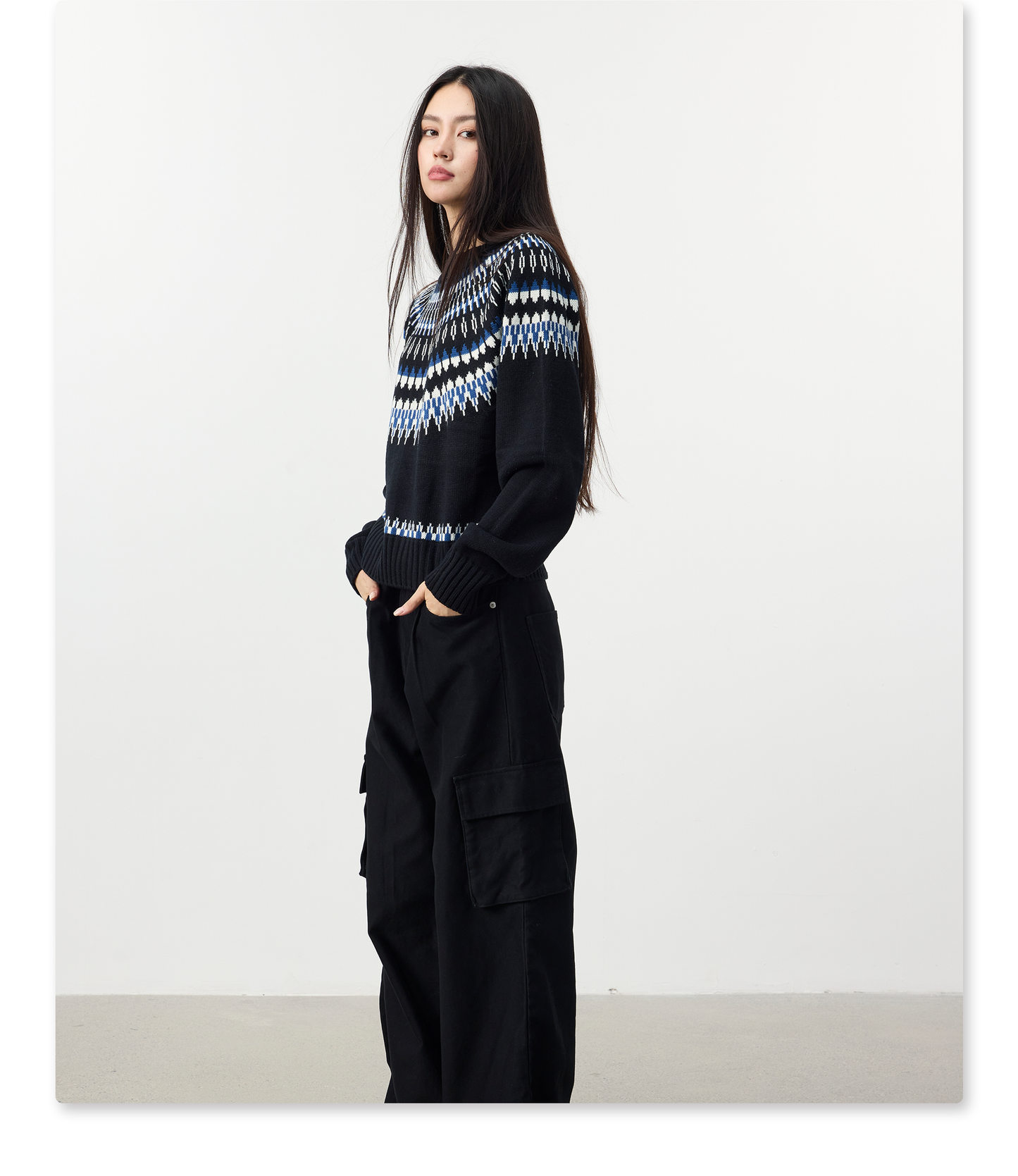 Wool Blend Crew Neck Sweater