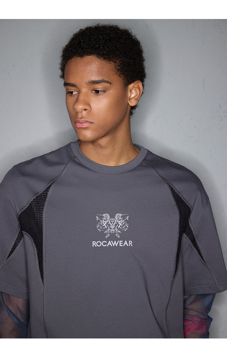 Mesh Patchwork Print T-Shirt