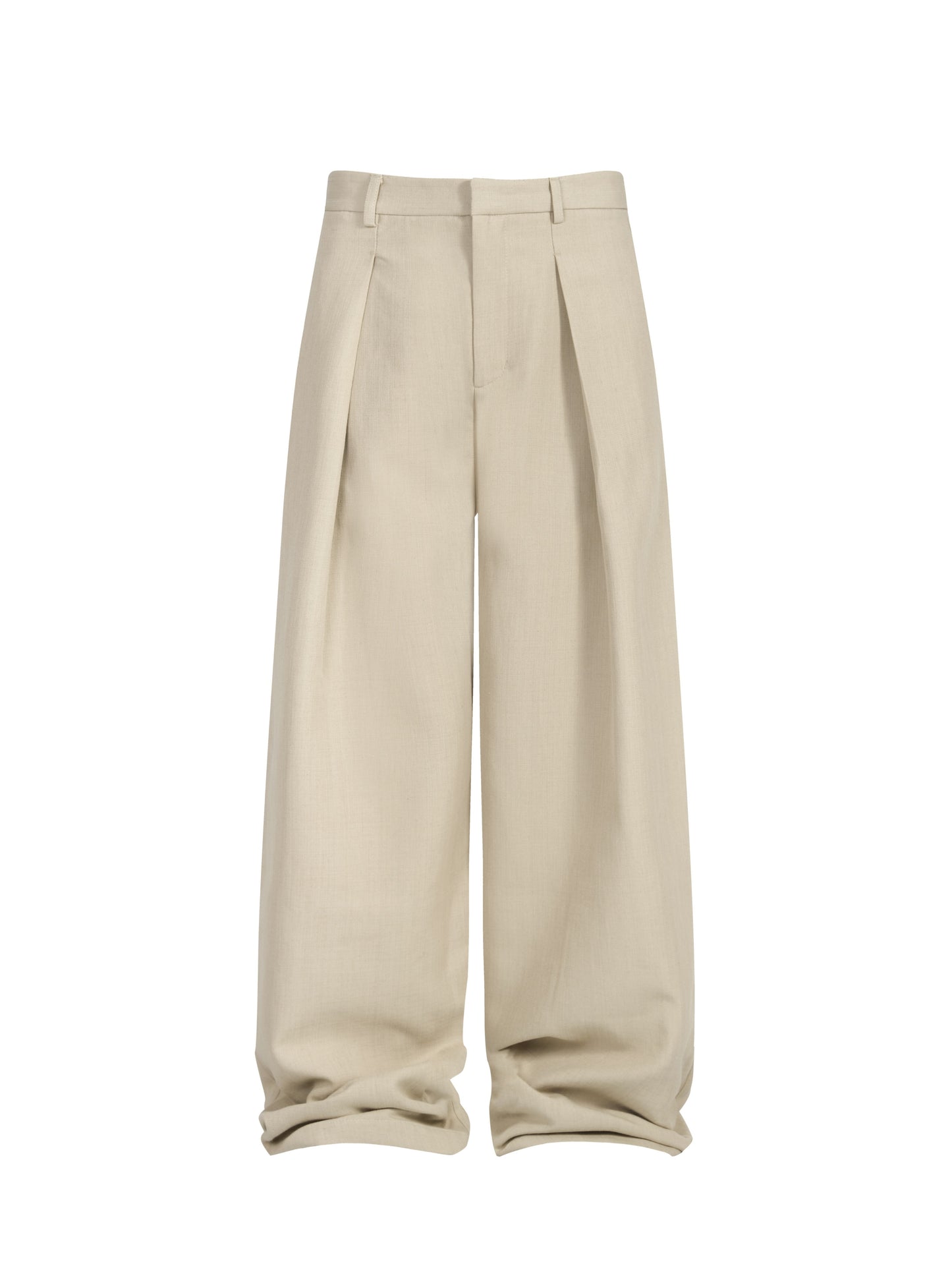 Double-Pleated Linen Casual Pants