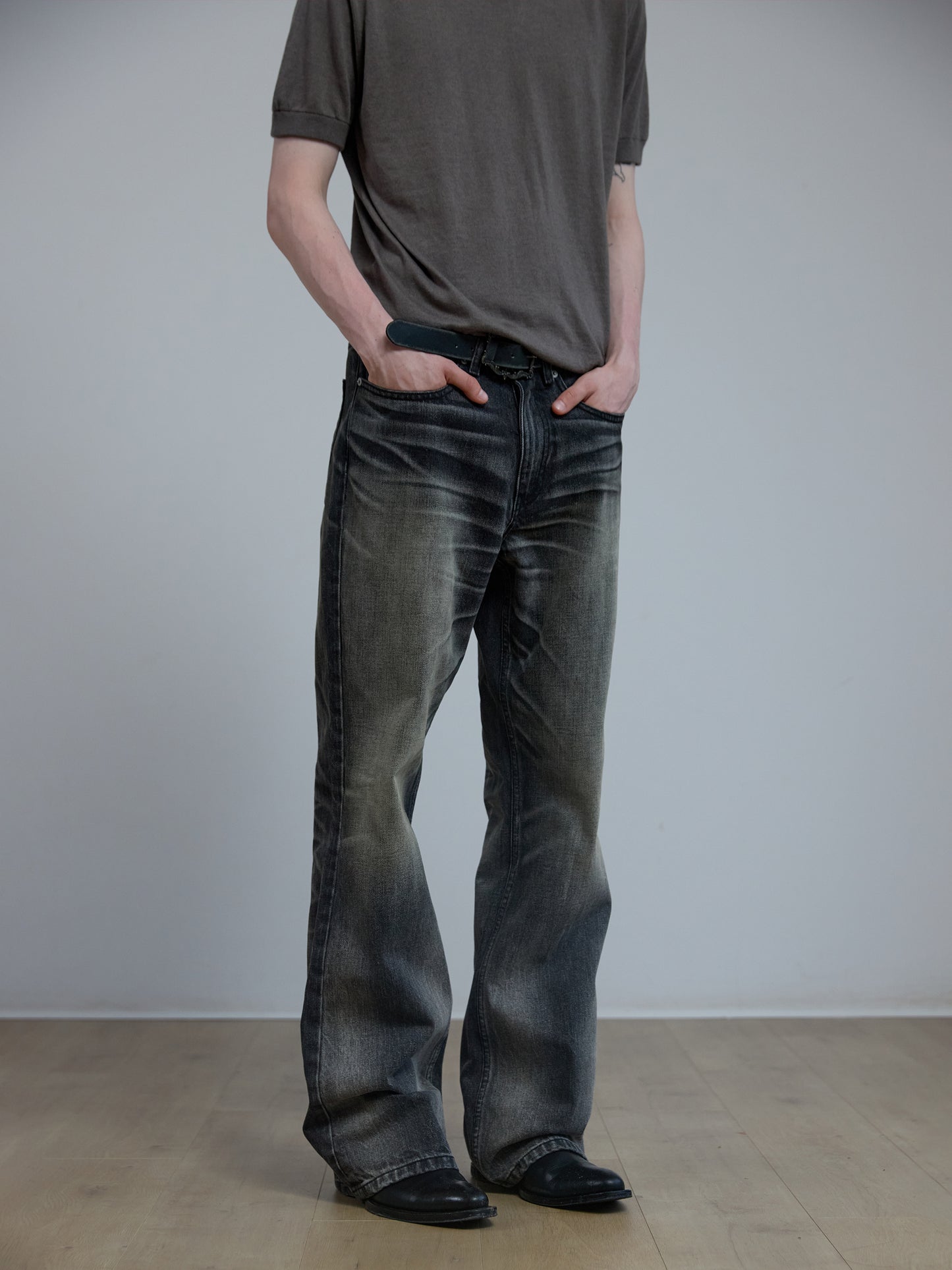 Vintage wash denim pants