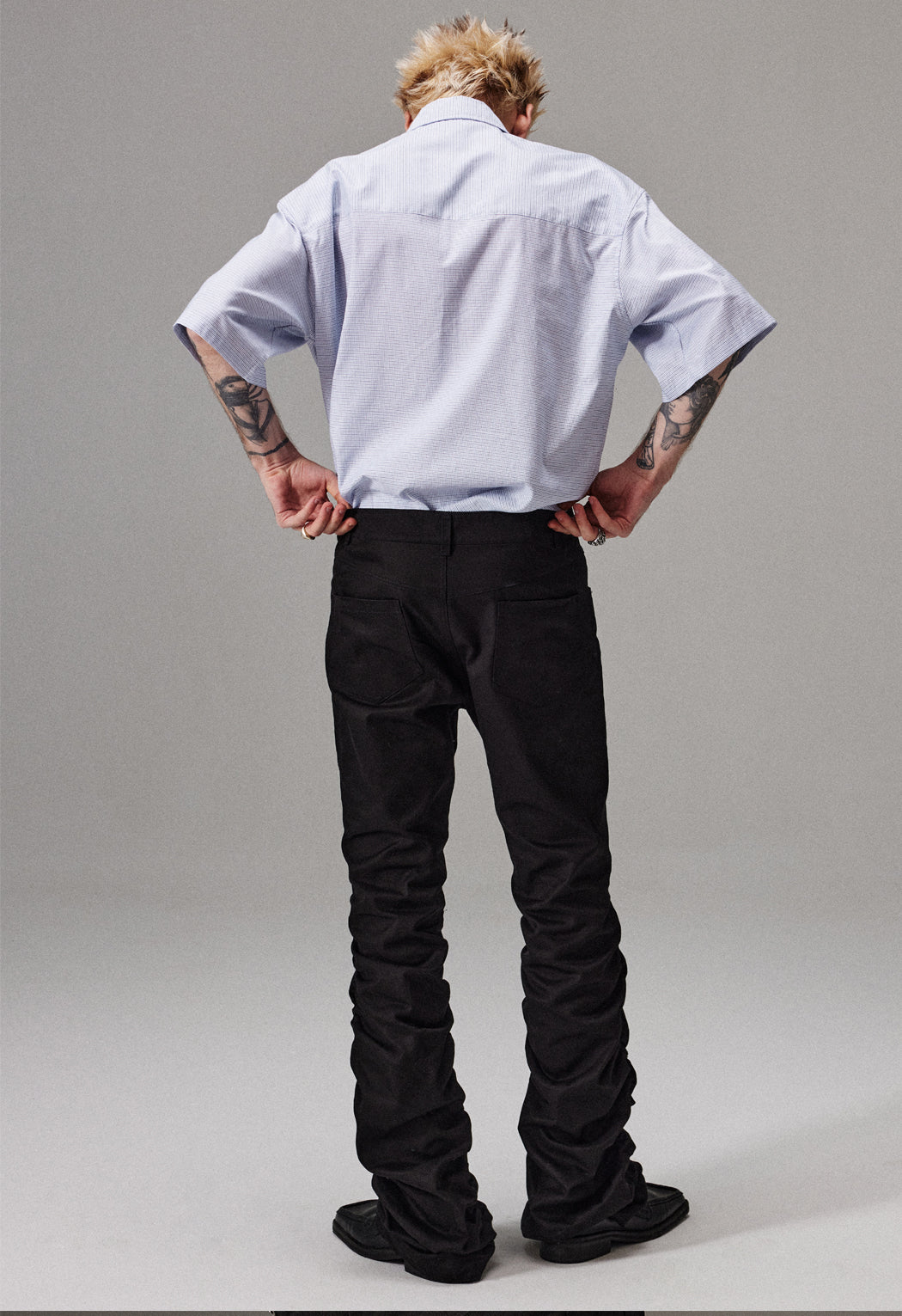 Pleated stack improved work pants and casual pants