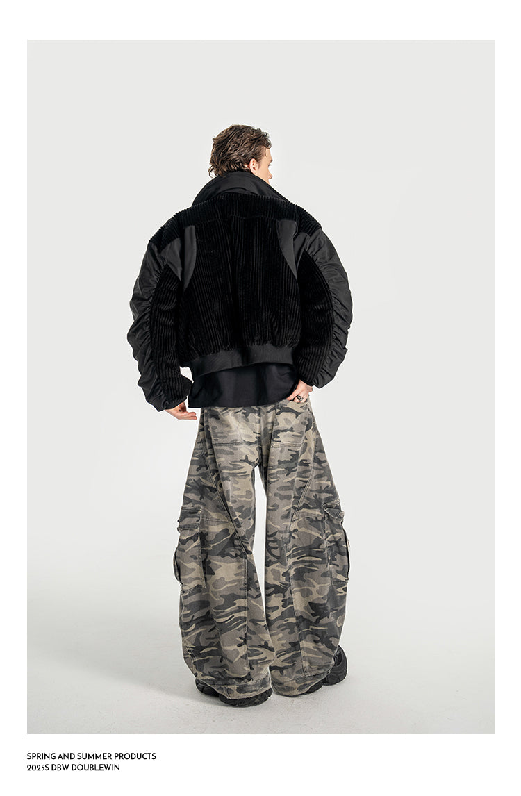 Corduroy &amp; Satin Flight Jacket