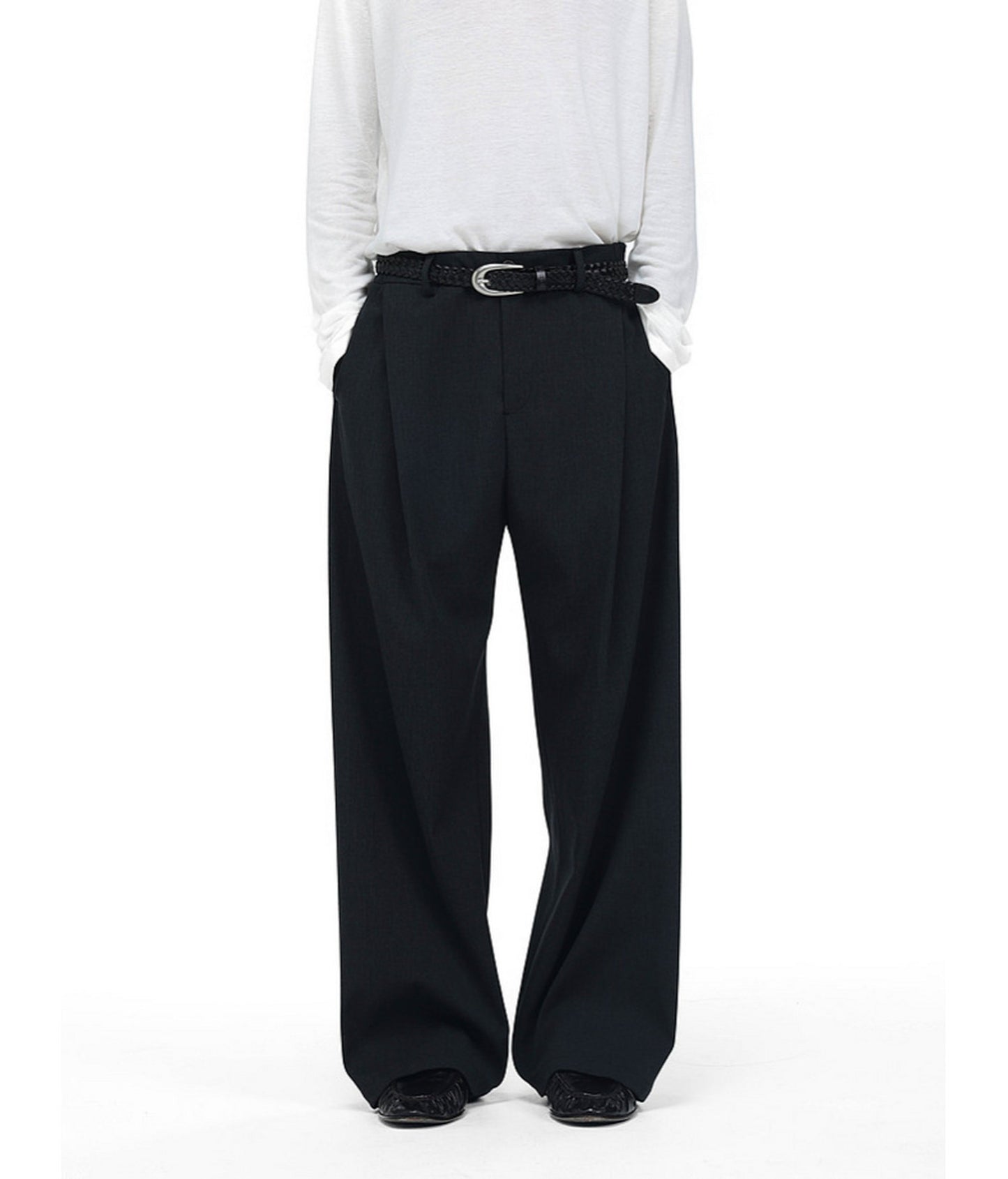 Vintage-Style Pleated Casual Pants