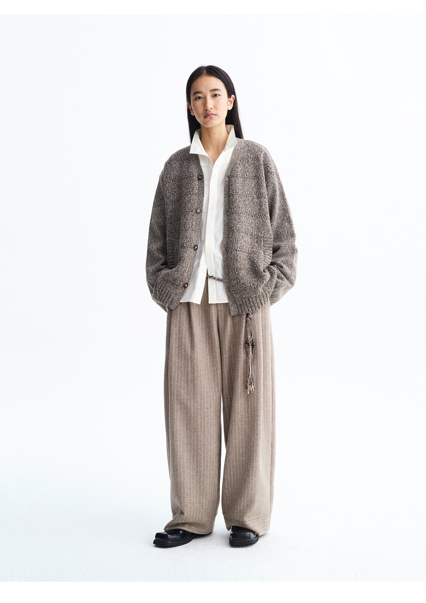 Wool Loose Straight Leg Casual Pants