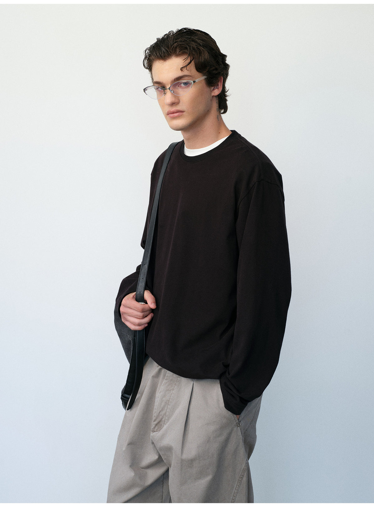 Brushed Cotton Crew Neck Basic T-Shirt