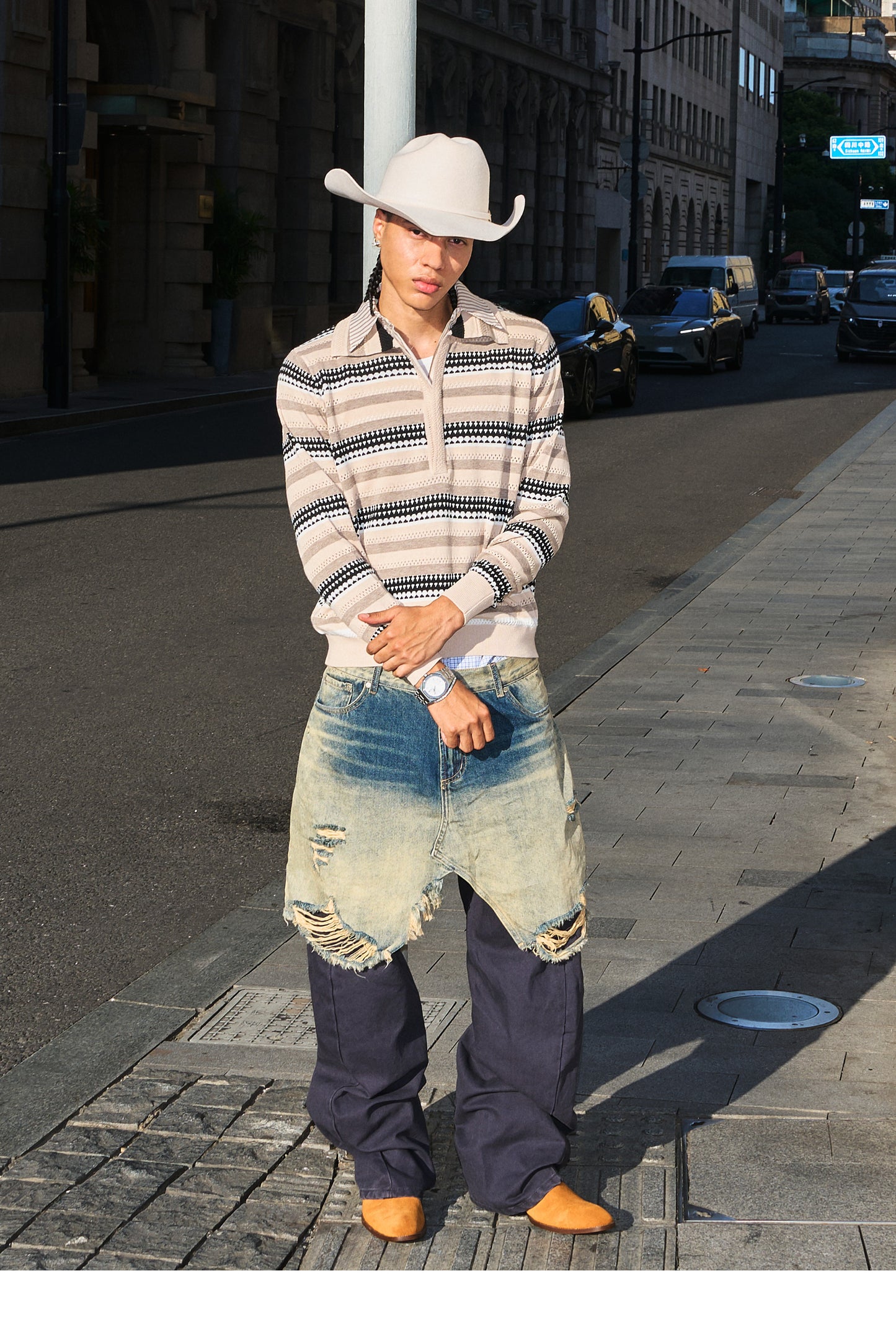 Fake Two-Piece Lapel Knit