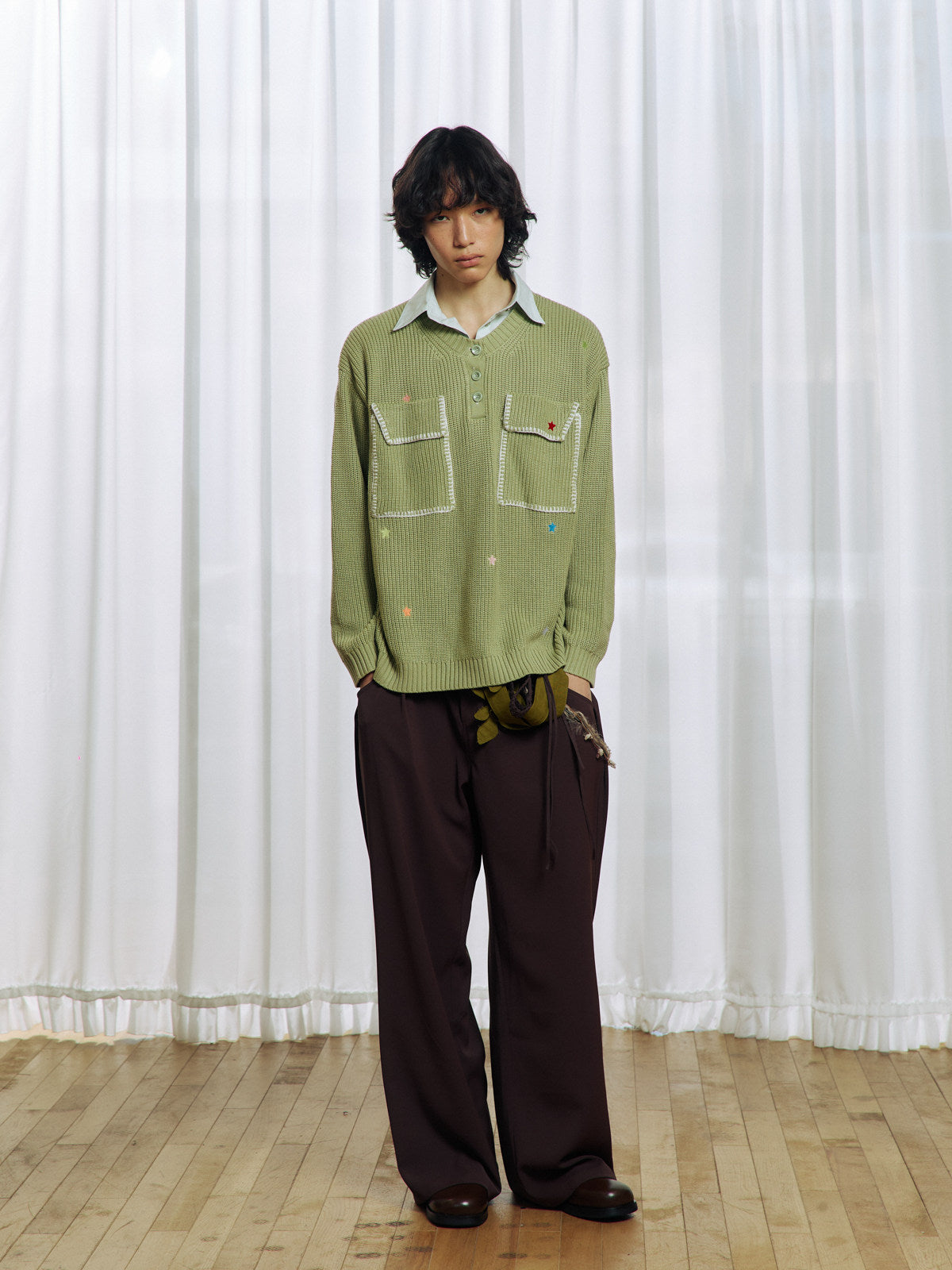 Flower Belt Casual Pants