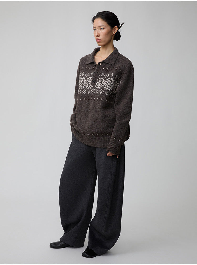 Polo Neck Pullover Sweater