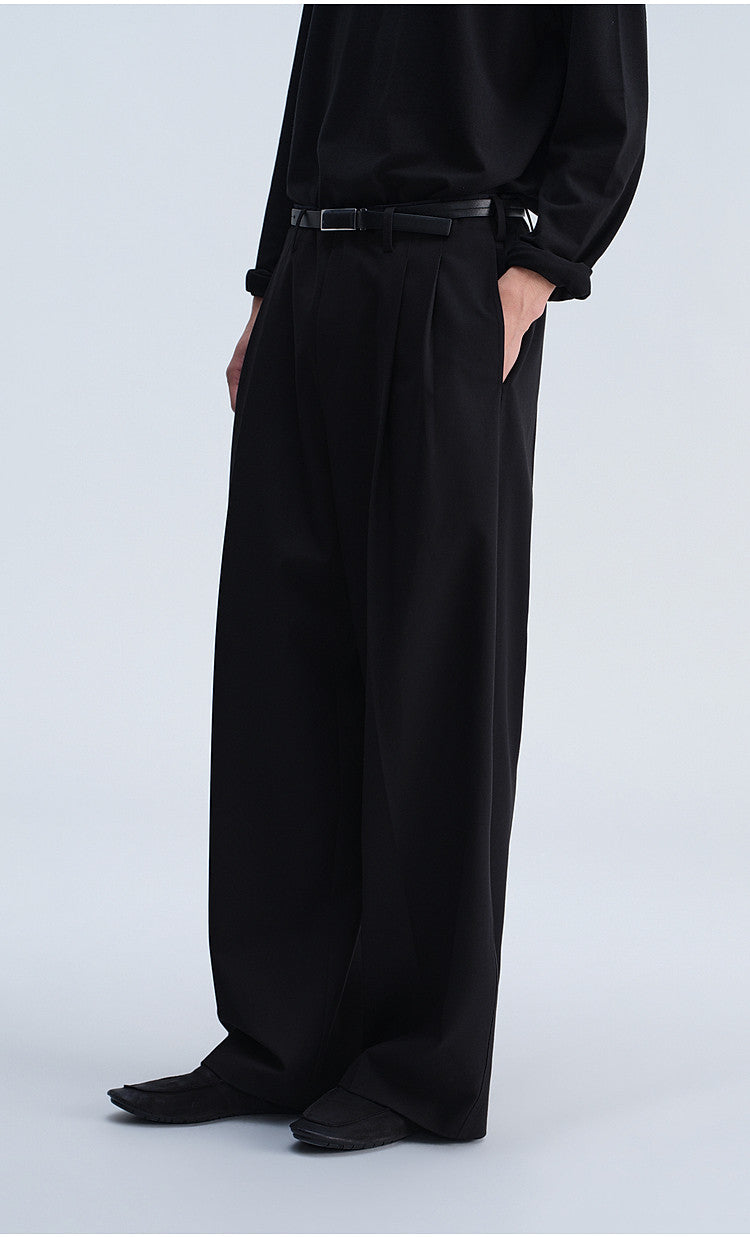 Vintage-Cut Drape Blend Casual Pants