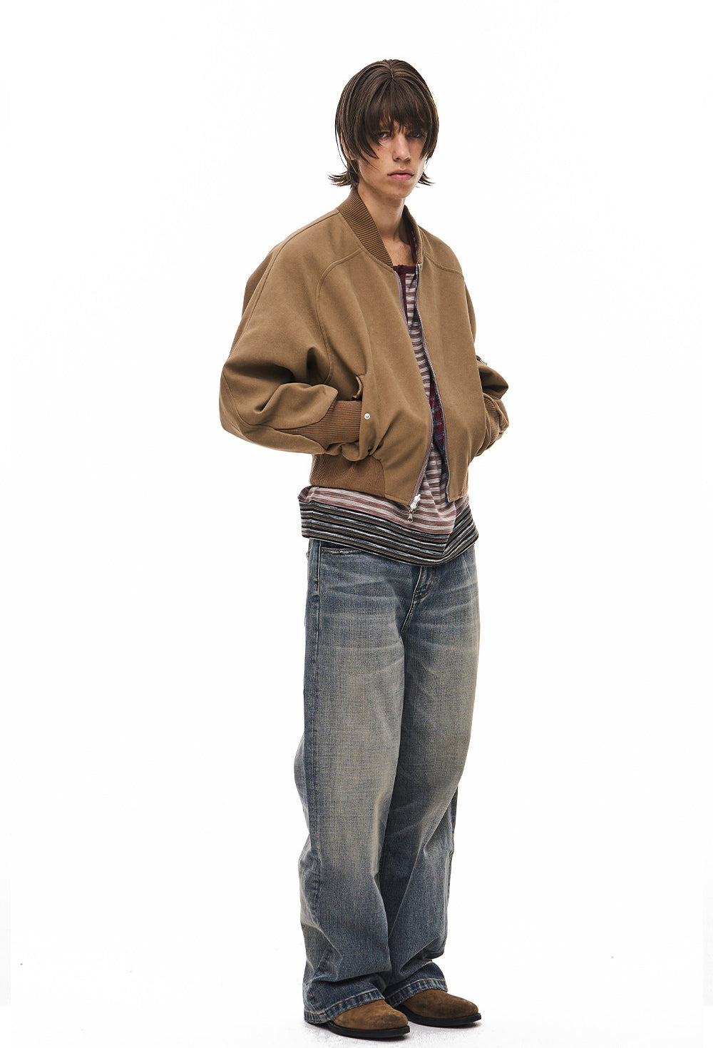 Suede Check Pattern Reversible Flight Jacket