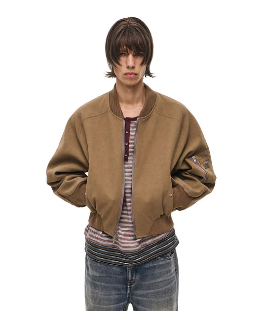 Suede Check Pattern Reversible Flight Jacket