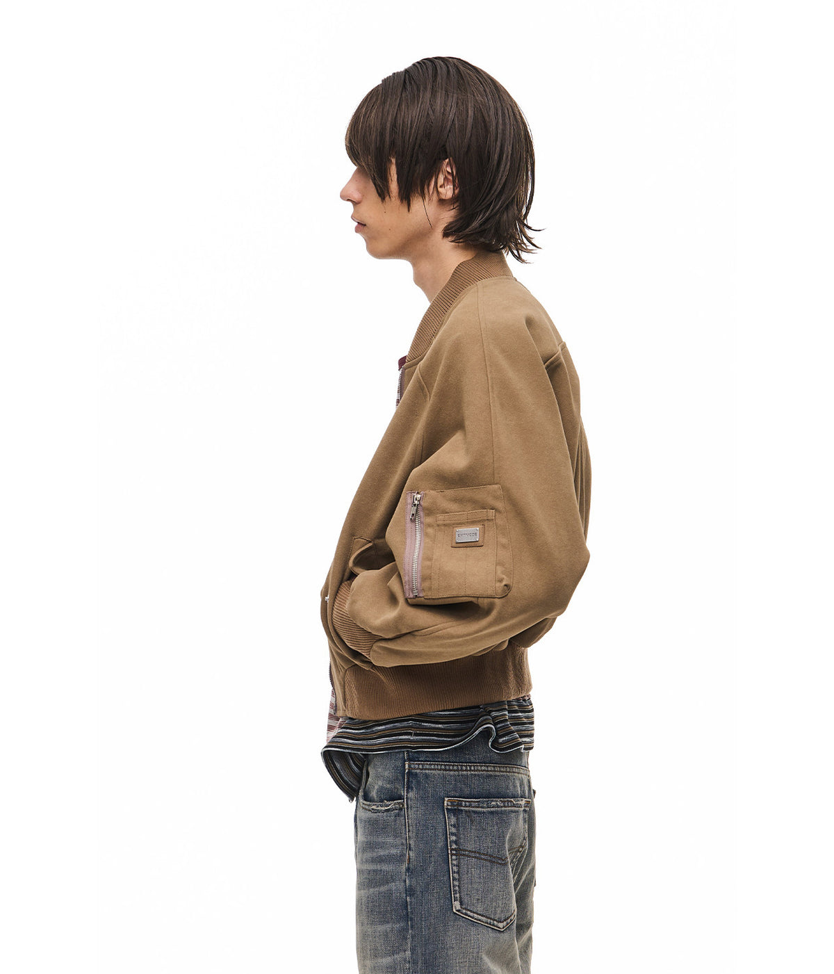 Suede Check Pattern Reversible Flight Jacket