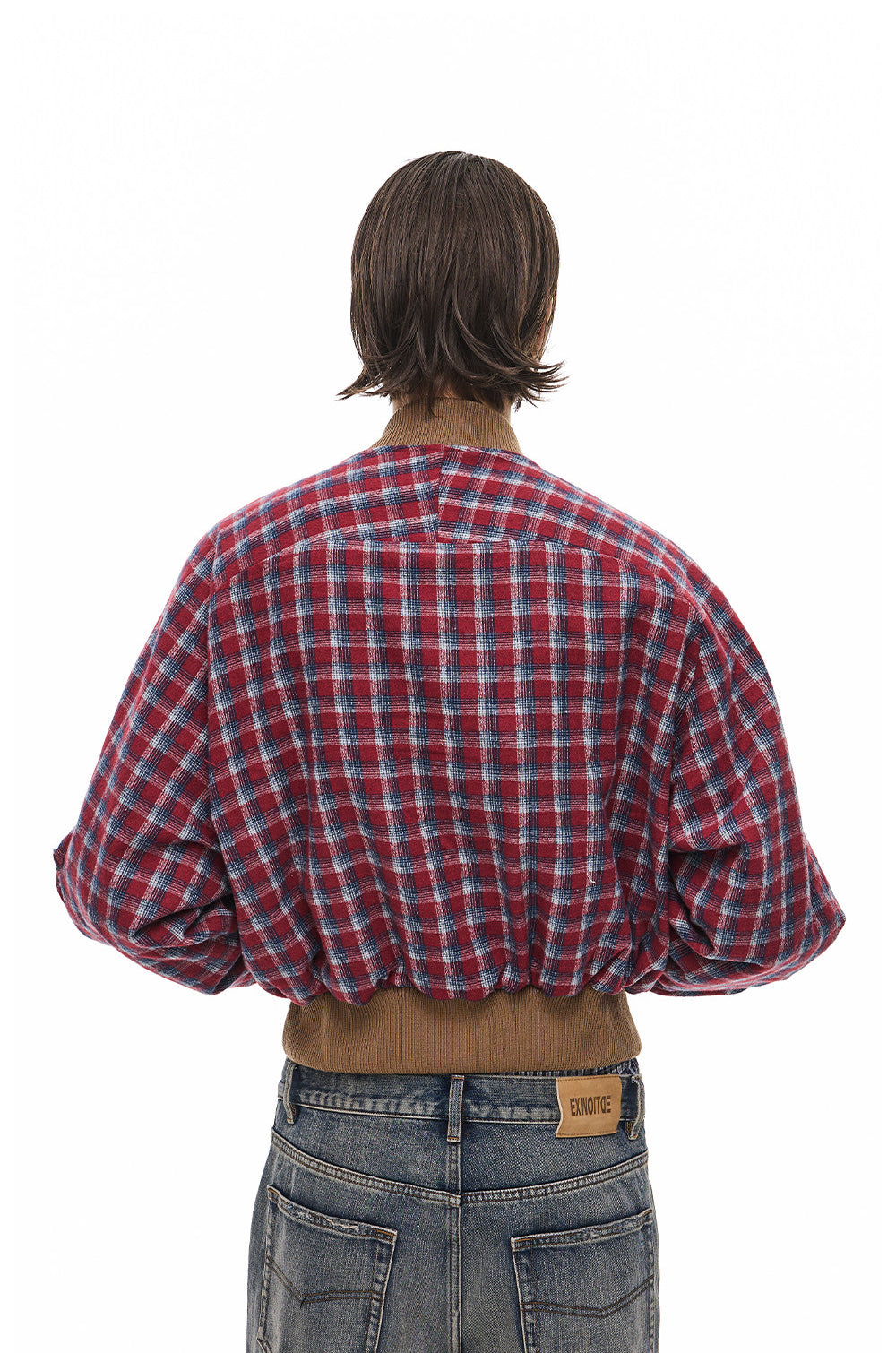Suede Check Pattern Reversible Flight Jacket