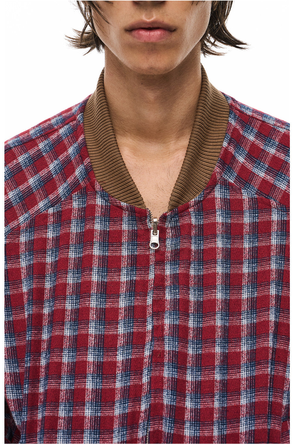Suede Check Pattern Reversible Flight Jacket