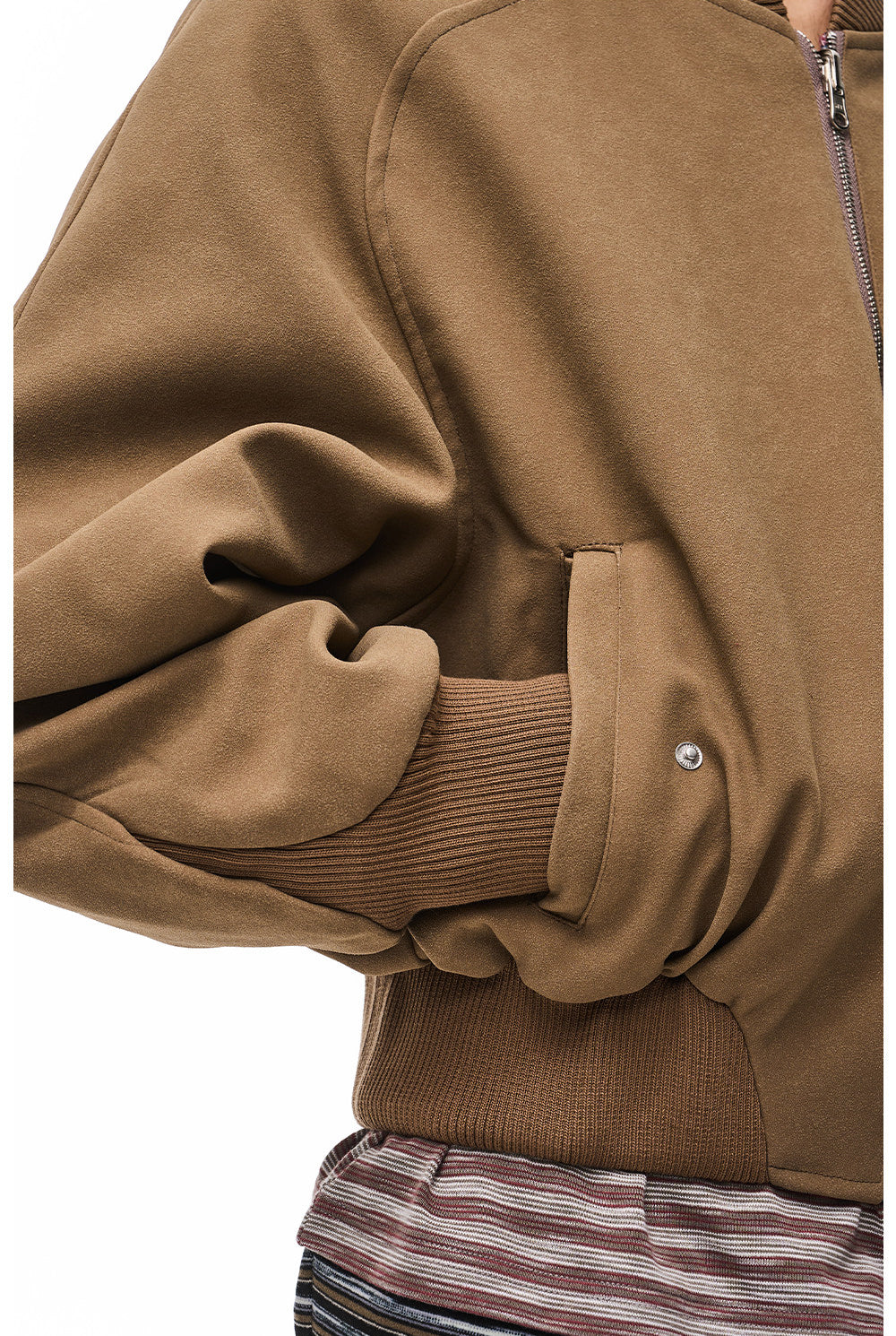 Suede Check Pattern Reversible Flight Jacket