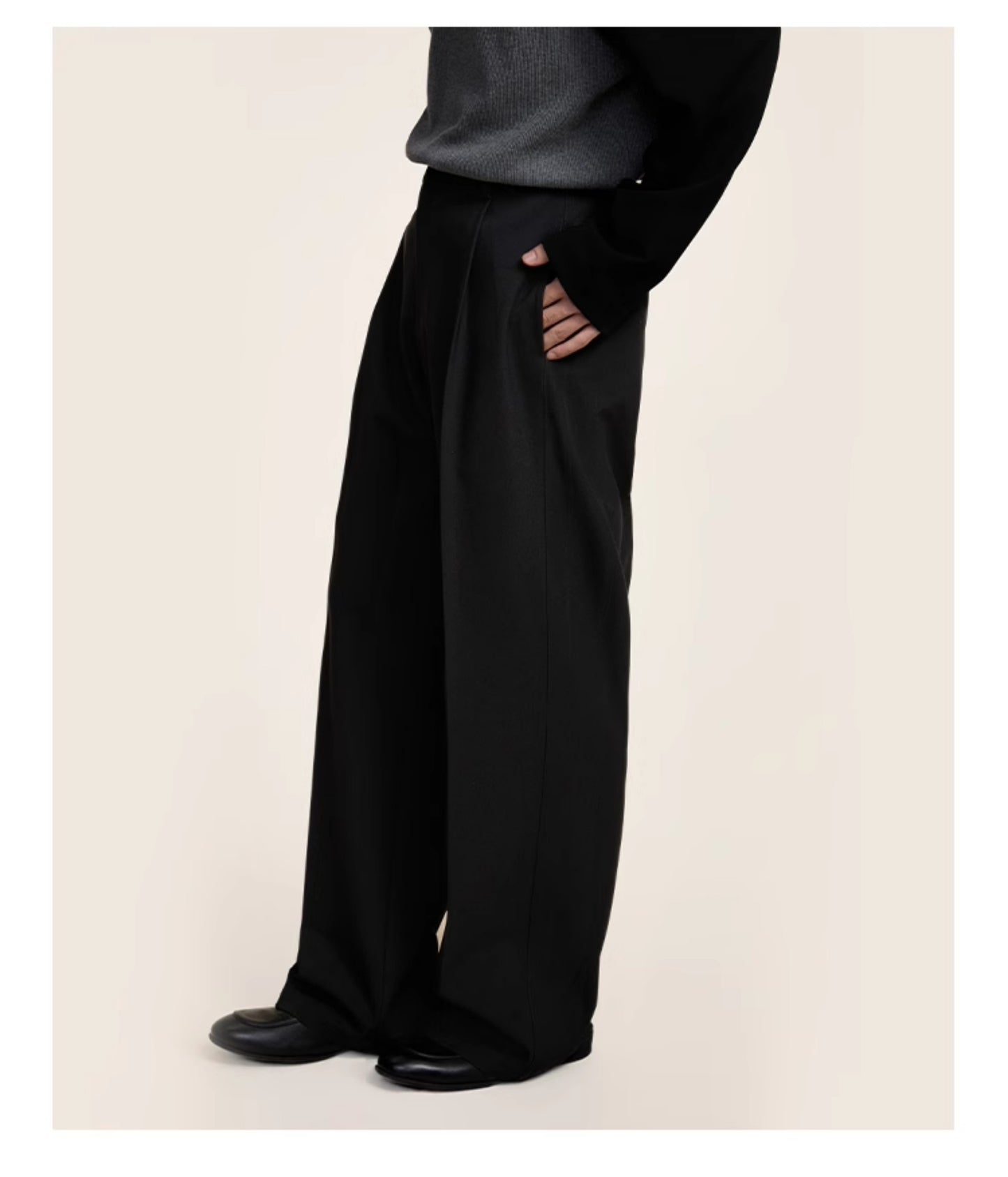 Semi-Elastic Waist Loose Straight Casual Pants