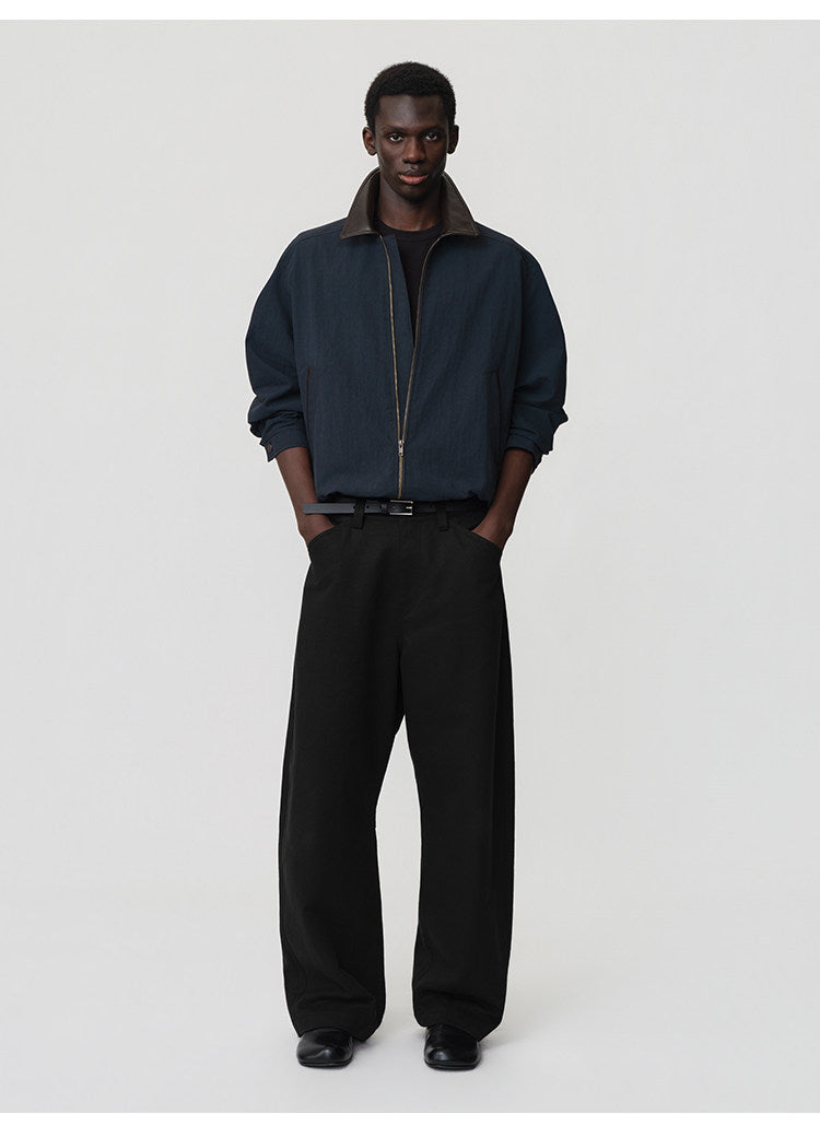 Curved Straight-Leg Casual Pants