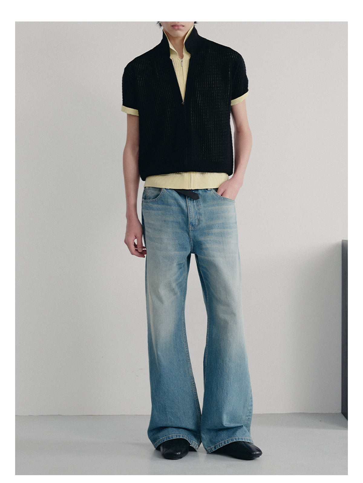 Vintage wash denim pants