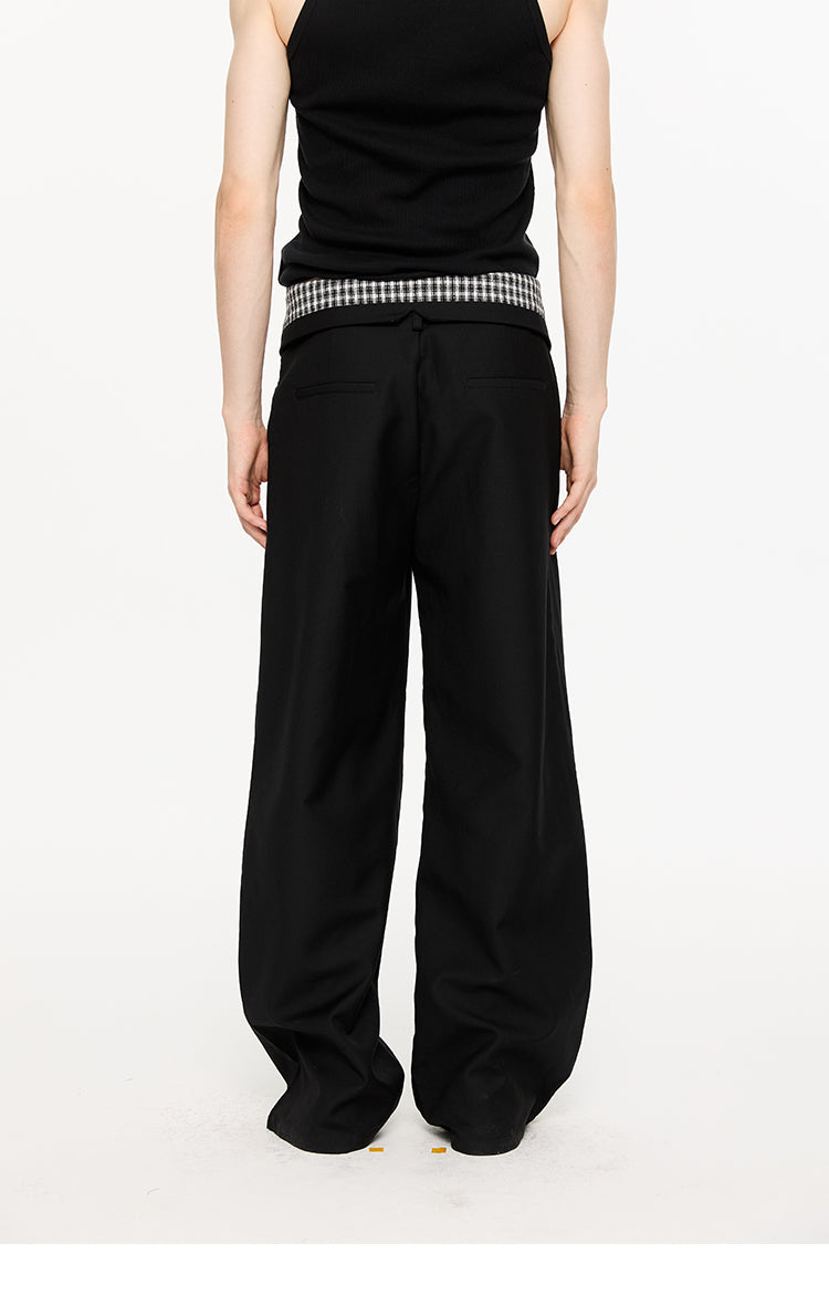 Pleated Houndstooth Casual Pants