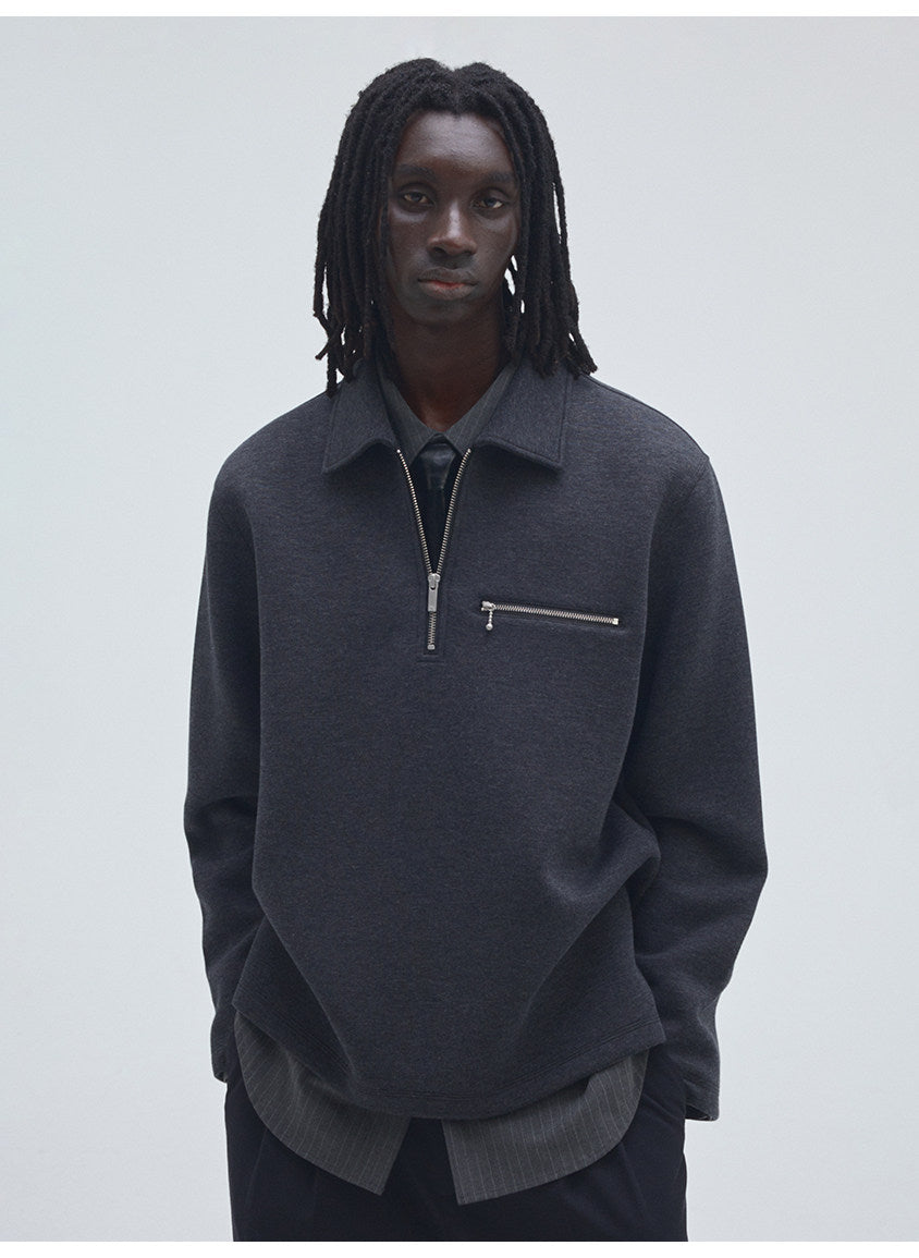 Half-Zip Pullover Sweatshirt with Pockets
