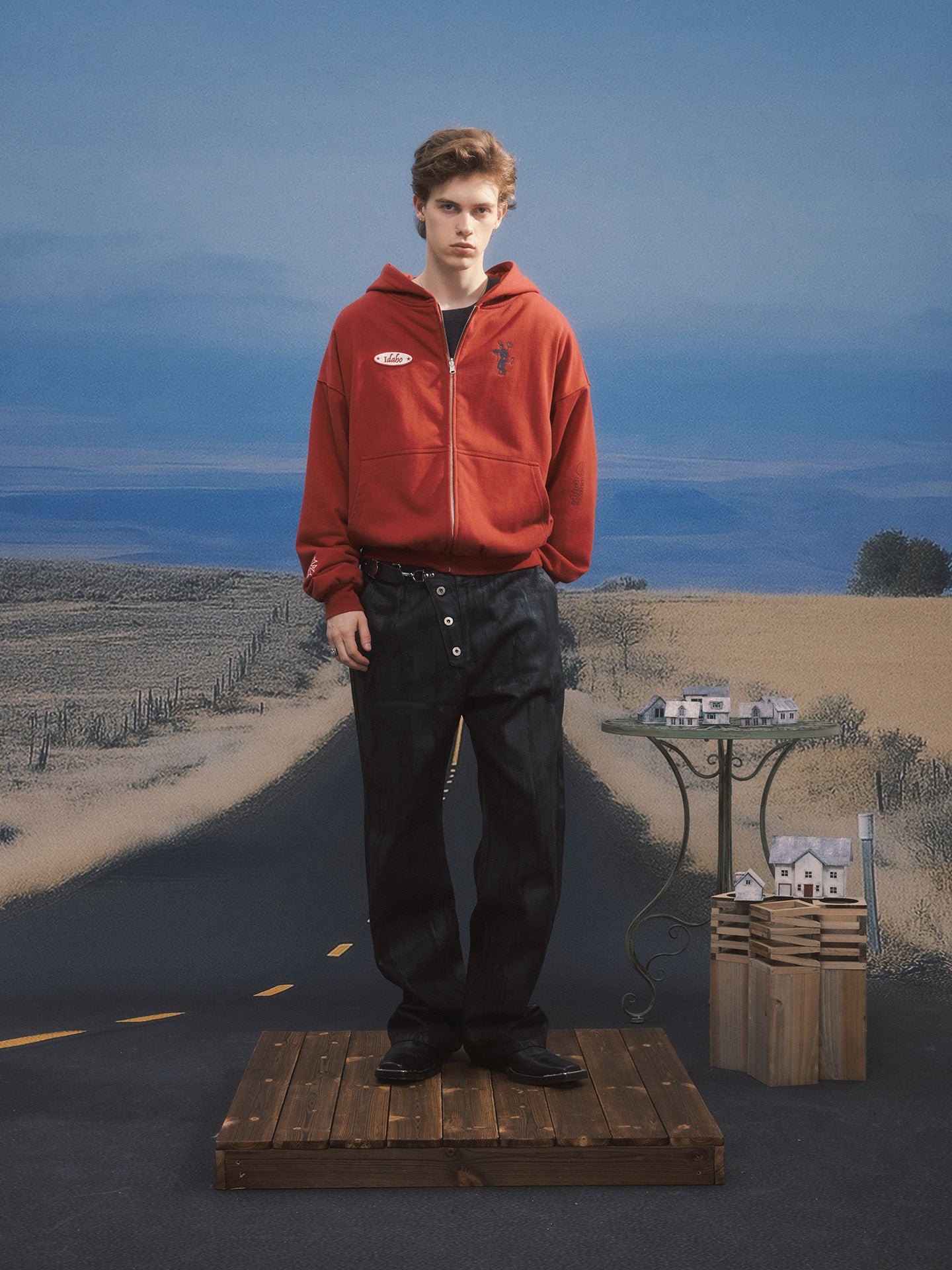 Sweatshirt with a Wide Zipper