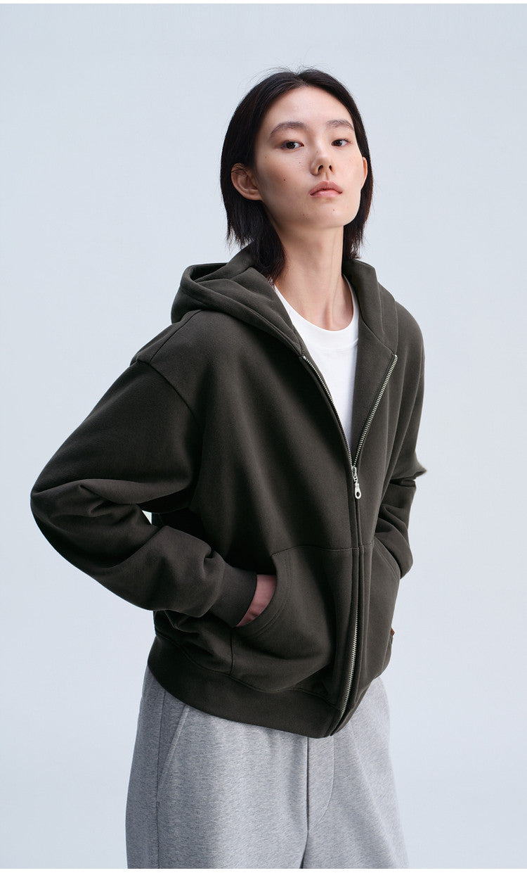 Short-Sleeve Hooded Zip-Up Sweatshirt