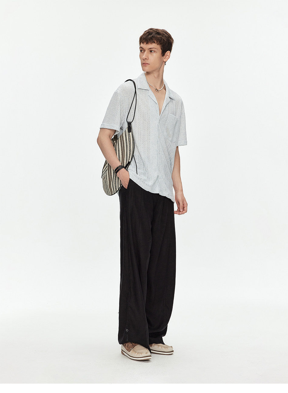 Cuban-Collar Sheer Shirt