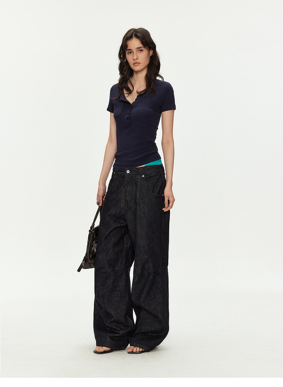Original Colored Jeans with Parisian-Style Buttons　