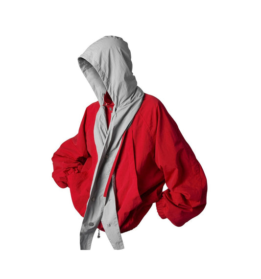 Nylon jacket with detachable hood