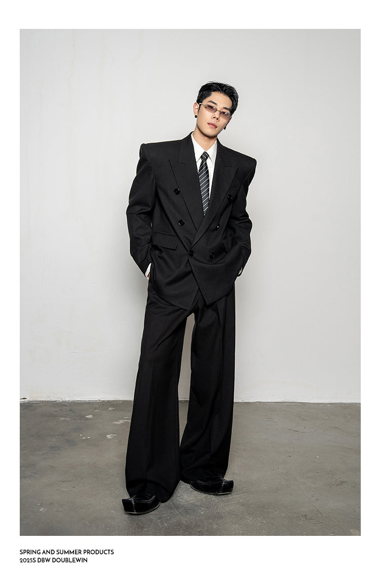 High-Quality Wool Blend Black Suit