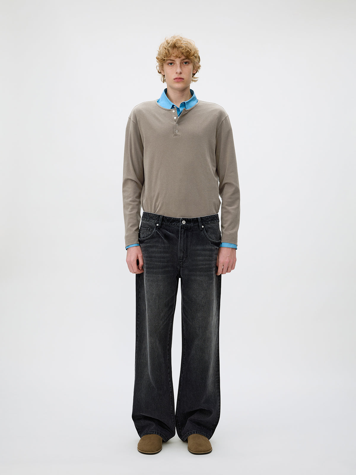 Wash-processed Straight-Leg Jeans