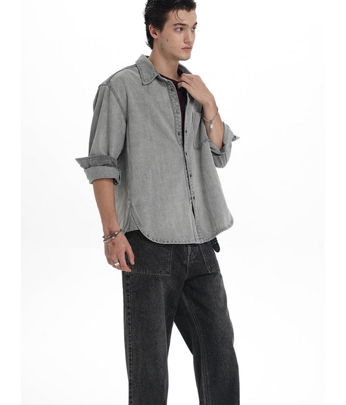 Vintage Relaxed-Fit Two-Tone Denim Shirt