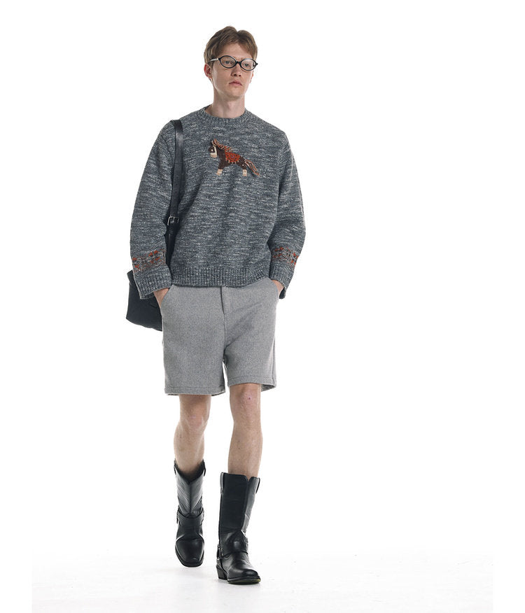 Unisex Tassel Jacquard Pony Sweater