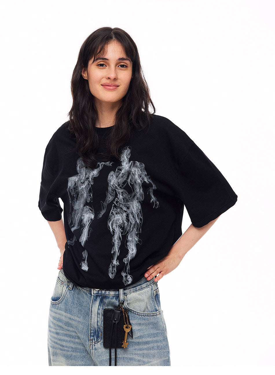 Retro Hand-Painted Print T-Shirts