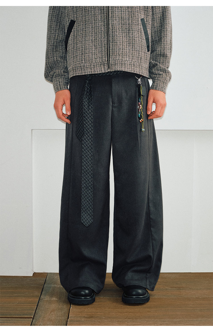 Contrast color drape casual pants