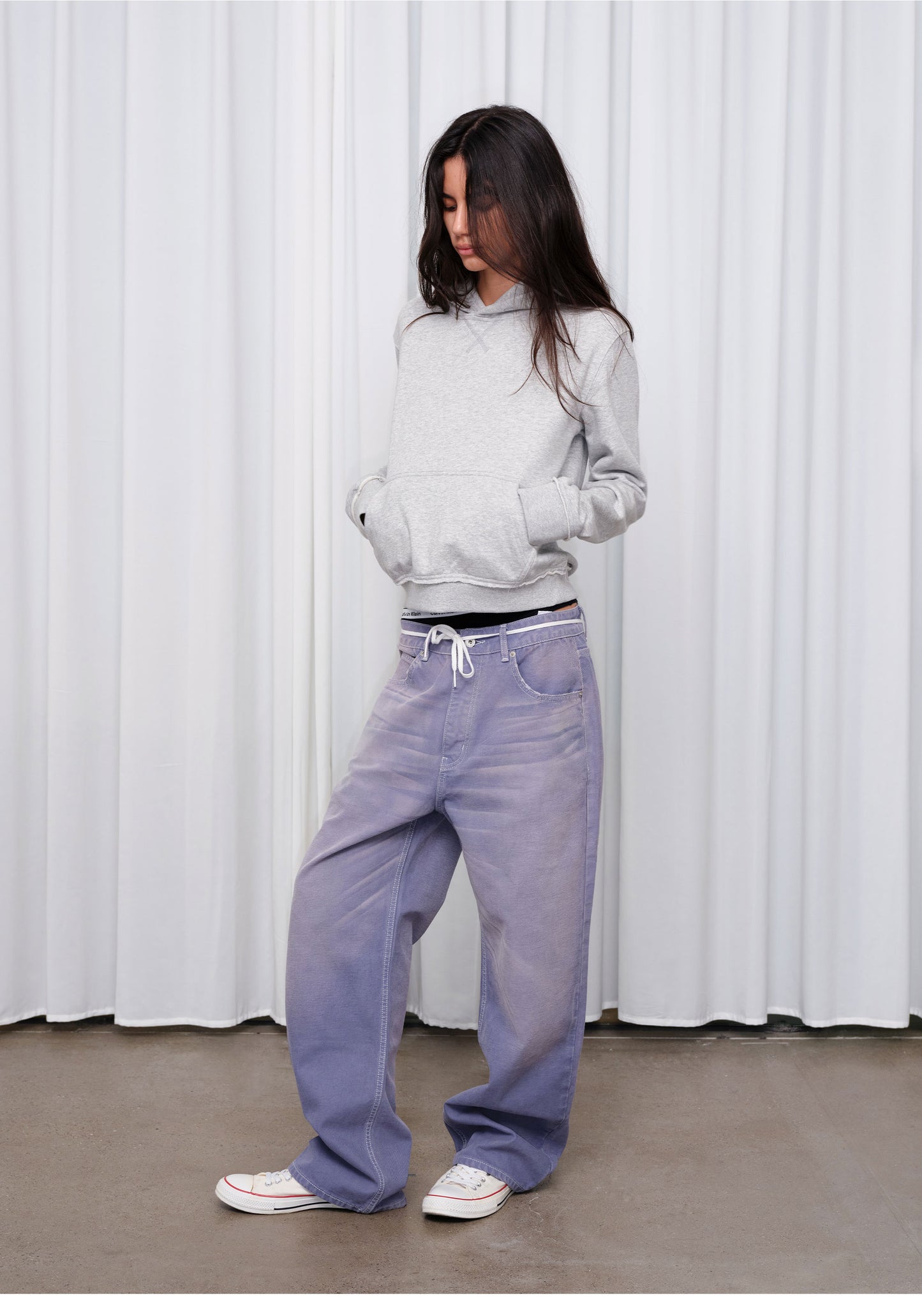 Vintage-Style Whiskered Denim Pants