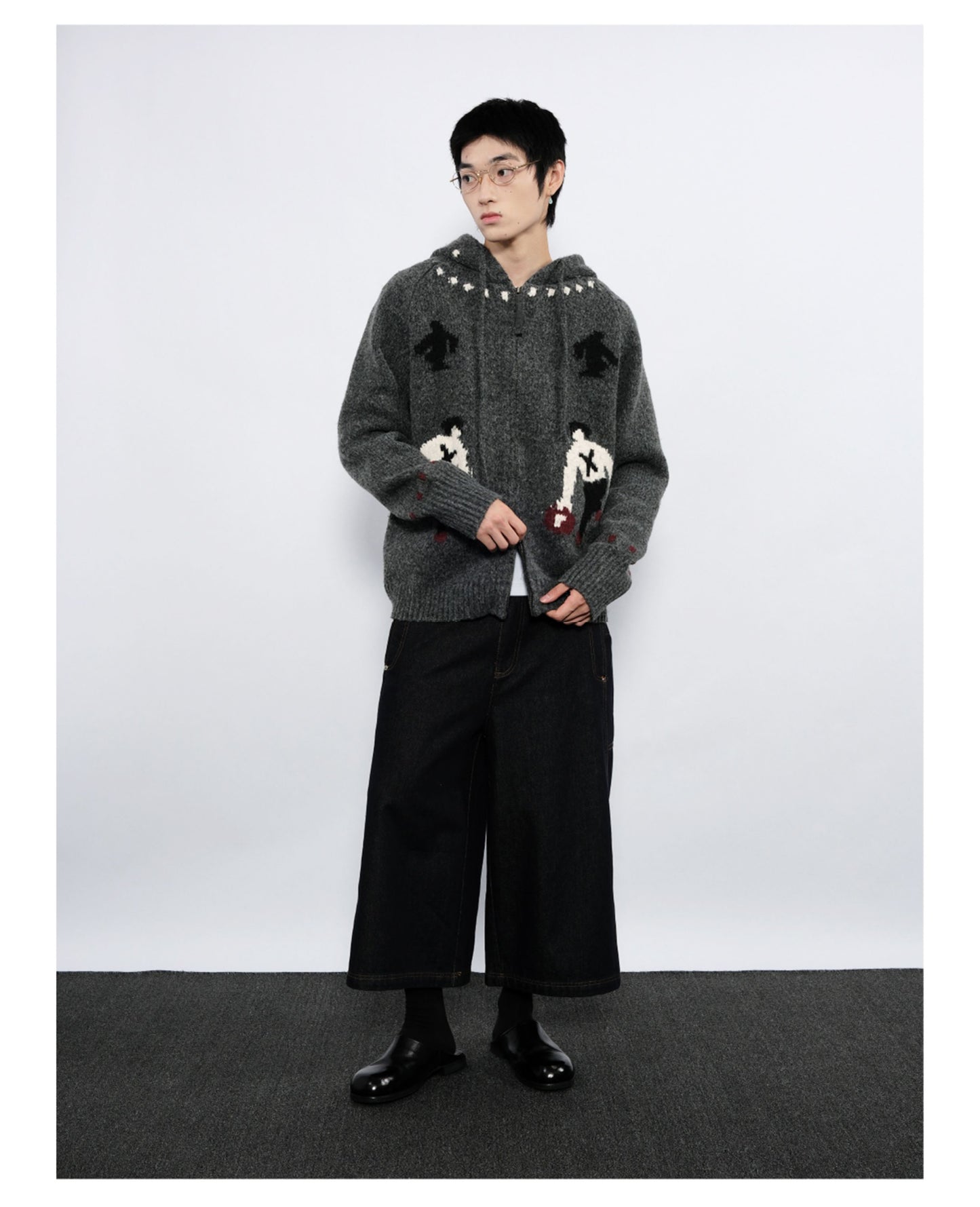 Double-Zipper Hooded Cardigan