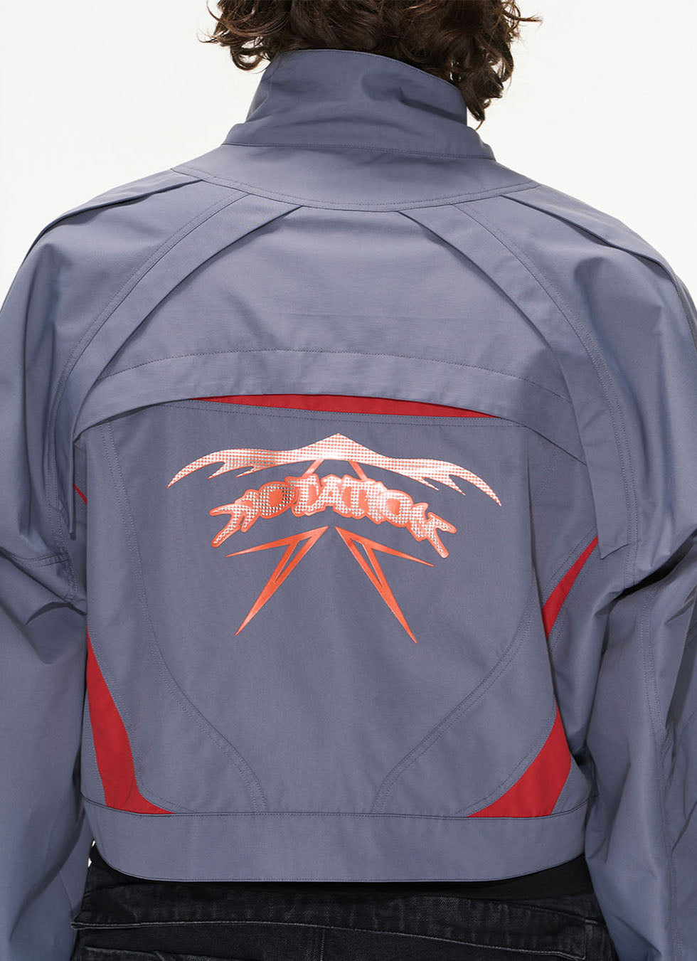 Contrast Color Splicing Fly Design Short Texture Pattern Loose Jacket 