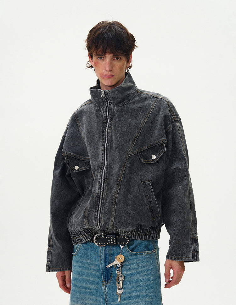 Decomposition Design Washed Denim Jacket