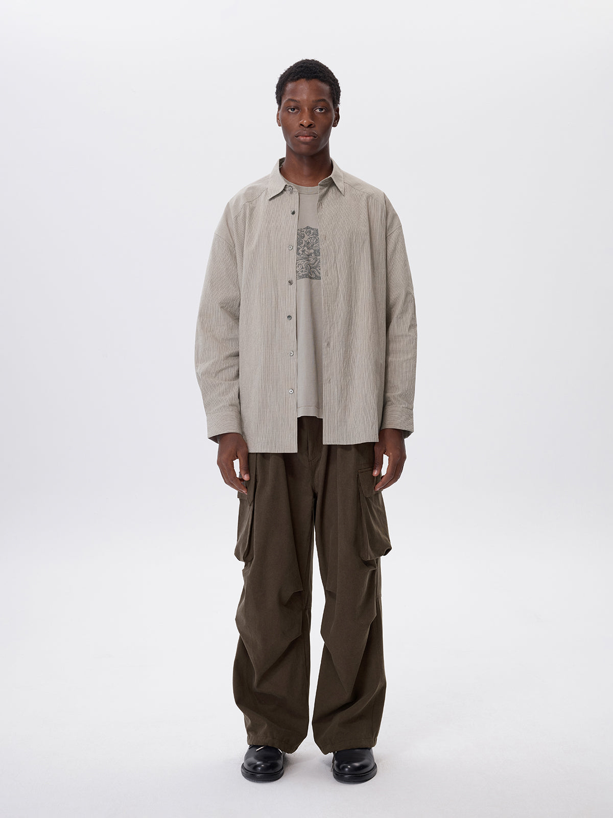 Pre-dyed fine check shirt