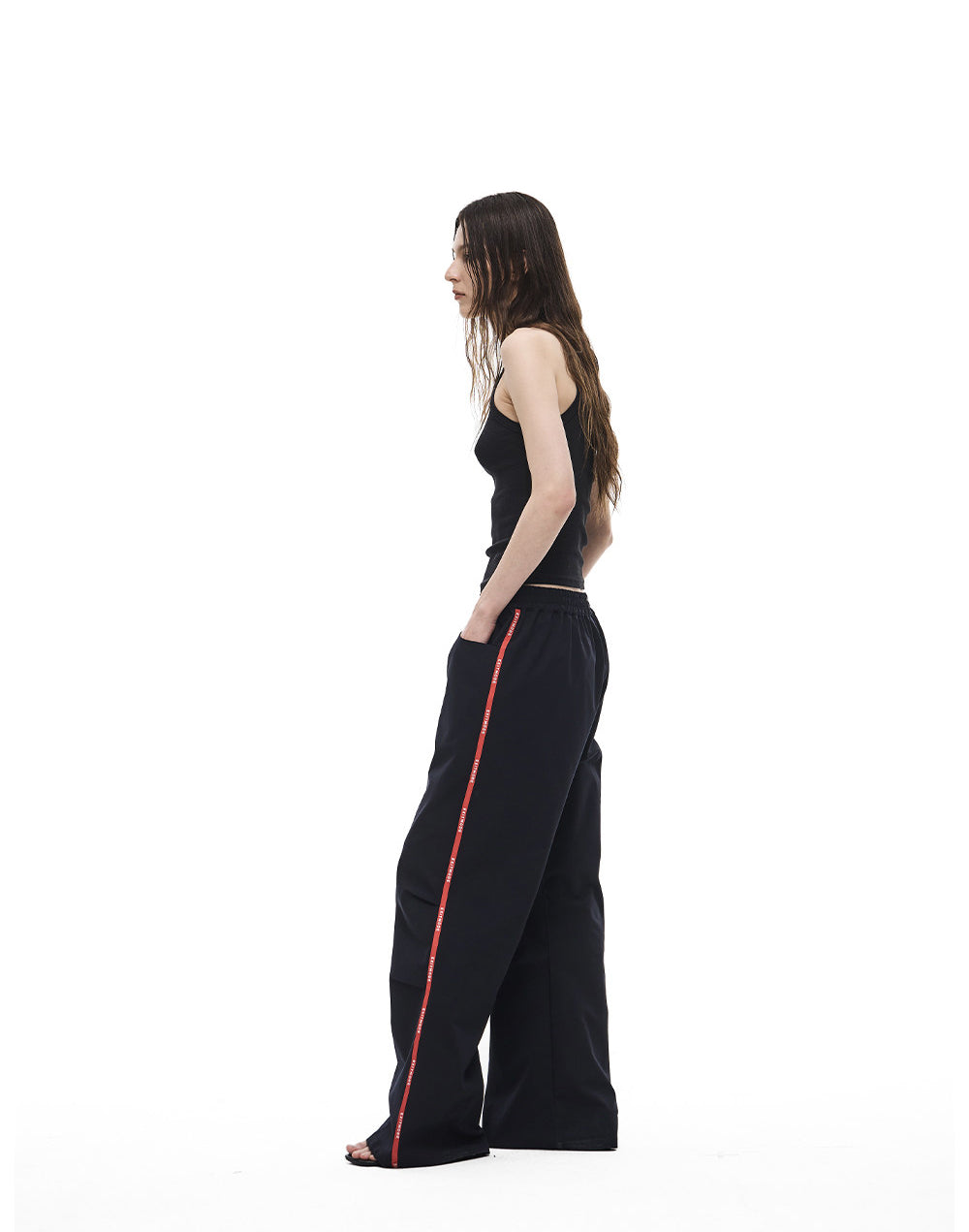 Casual Pants with Side Webbing and Pleats