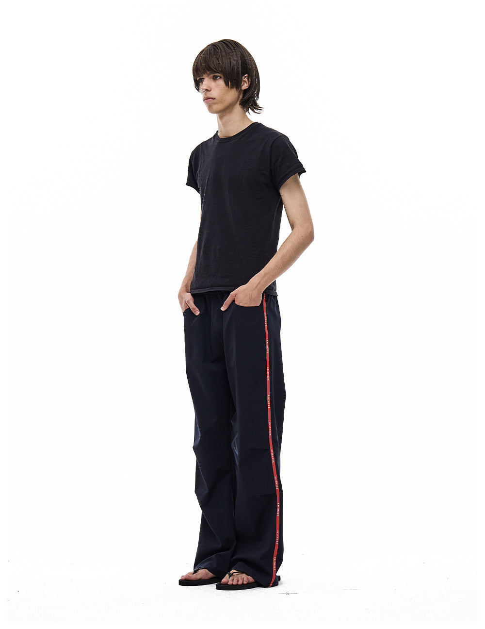 Casual Pants with Side Webbing and Pleats