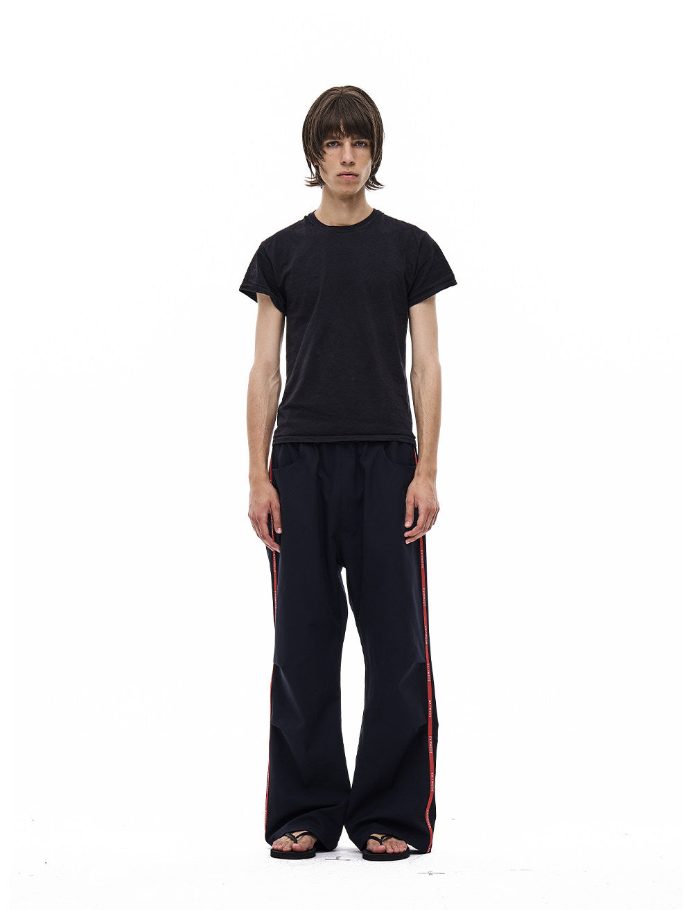 Casual Pants with Side Webbing and Pleats