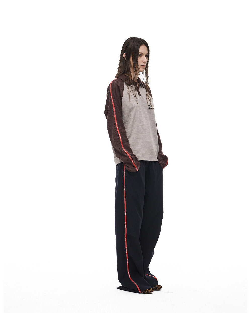 Casual Pants with Side Webbing and Pleats