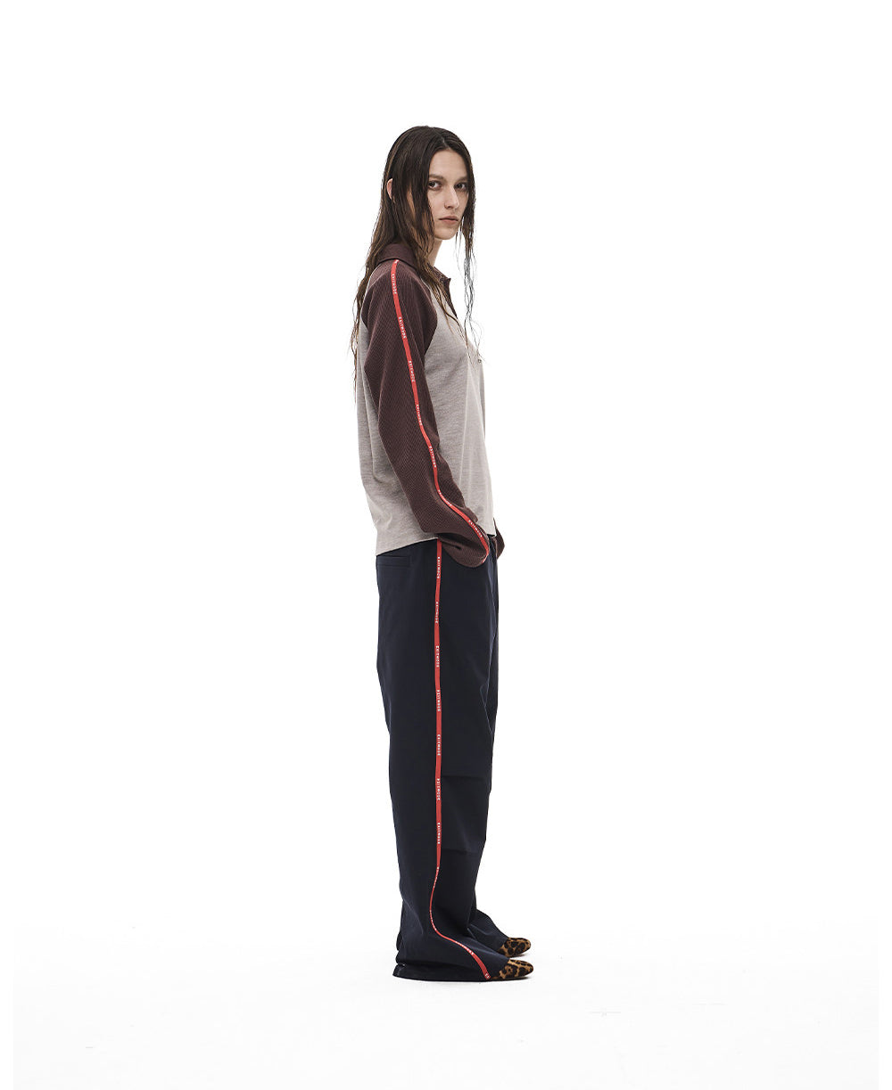 Casual Pants with Side Webbing and Pleats