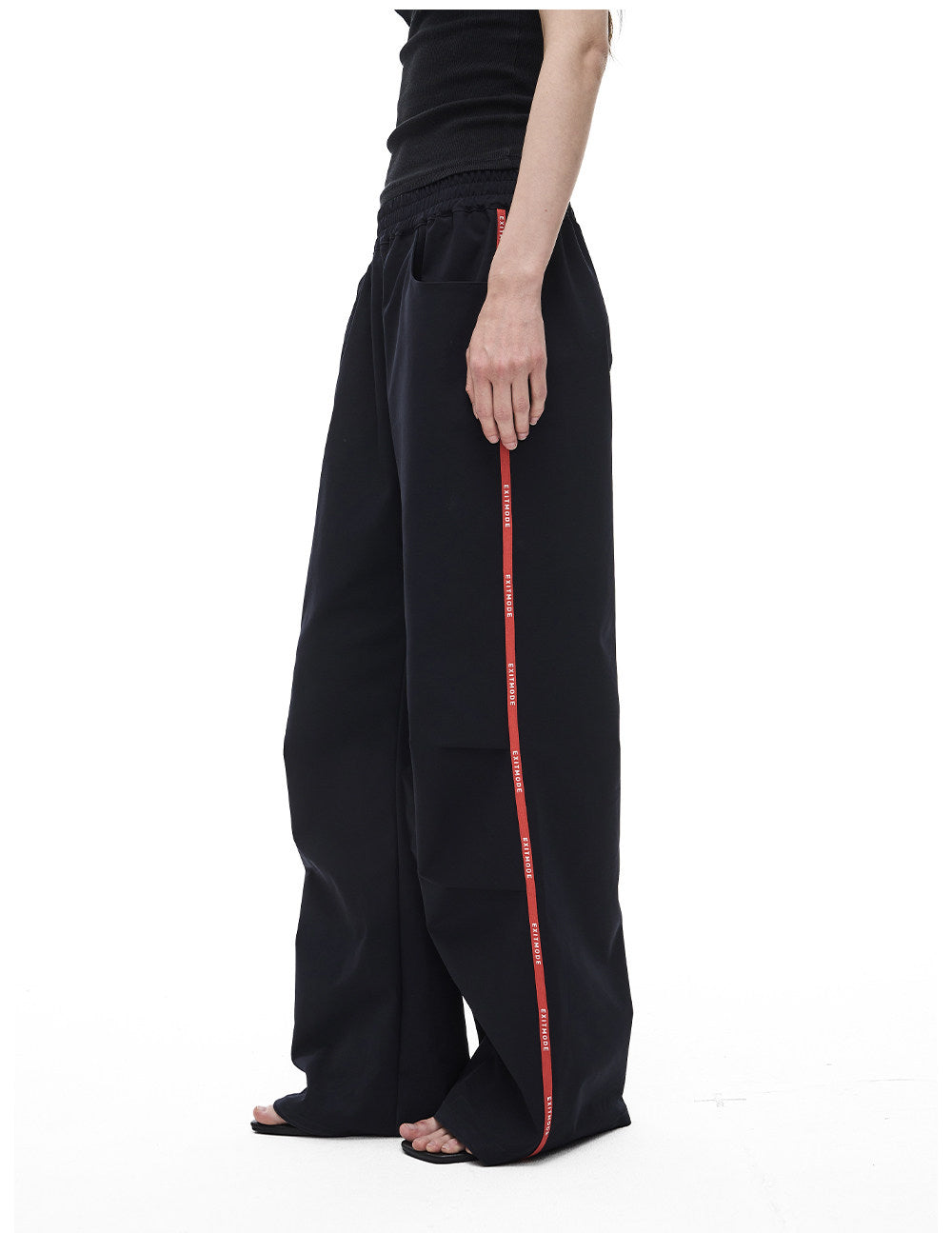 Casual Pants with Side Webbing and Pleats
