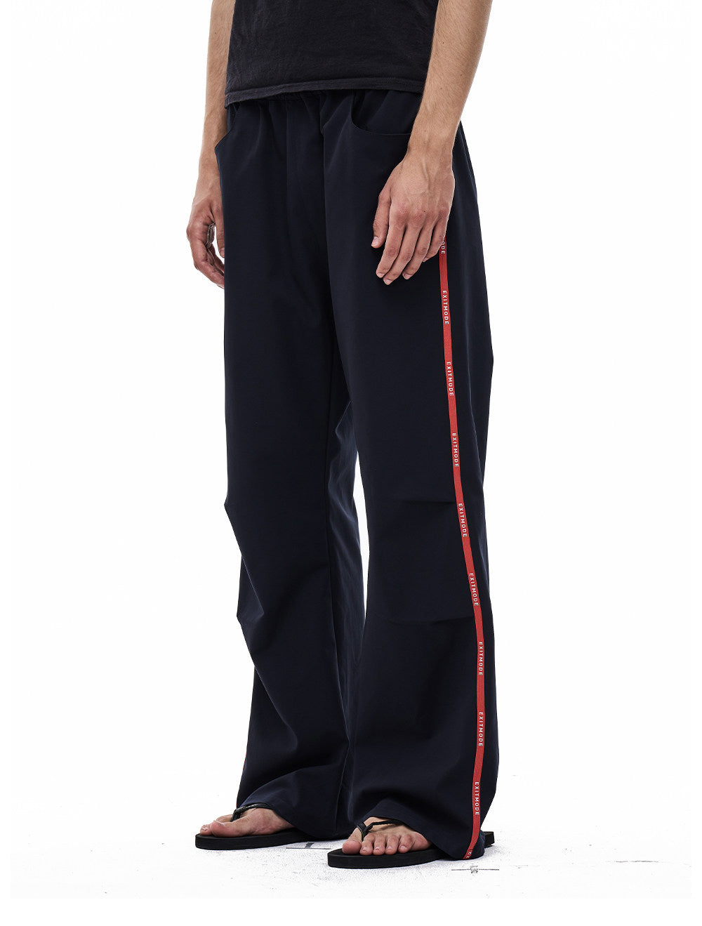Casual Pants with Side Webbing and Pleats