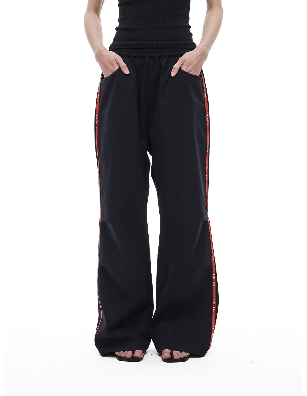 Casual Pants with Side Webbing and Pleats